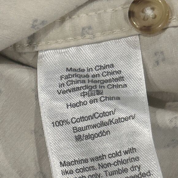 J Crew Always Shirt Mens Large 100% Cotton Anchor Print Cream - Picture 6 of 10